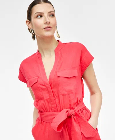 Inc International Concepts Women's Belted Cap-sleeve Jumpsuit, Exclusively At Macy's