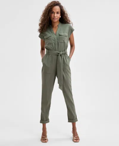 Inc International Concepts Women's Belted Cap-sleeve Jumpsuit, Exclusively At Macy's