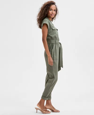 Inc International Concepts Women's Belted Cap-sleeve Jumpsuit, Exclusively At Macy's