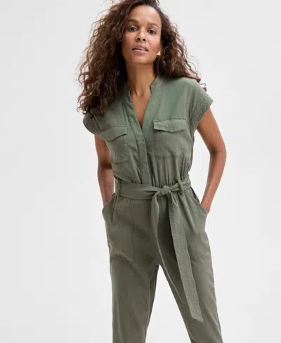 Inc International Concepts Women's Belted Cap-sleeve Jumpsuit, Exclusively At Macy's