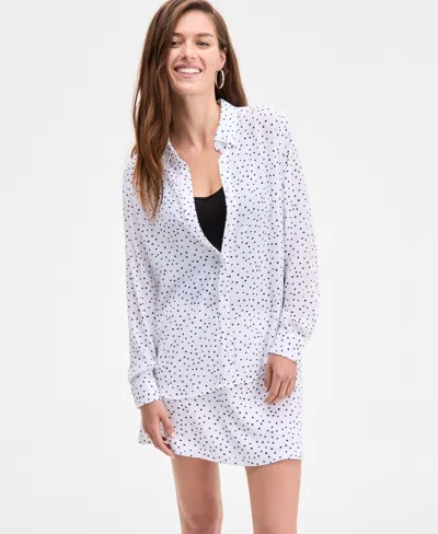On 34th Women's Printed Silky Button-front Shirt, Exclusively At Macy's