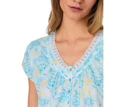 Eileen West Women's Short-sleeve Floral Sleepshirt In Blue