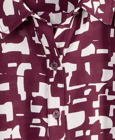 On 34th Women's Printed Silky Button-front Shirt, Exclusively At Macy's