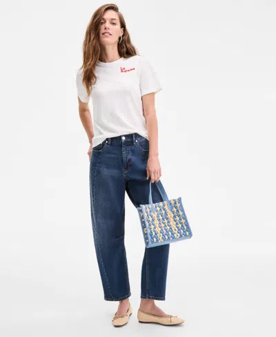 On 34th Women's Superbe Embellished Crewneck Tee, Exclusively At Macy's In White