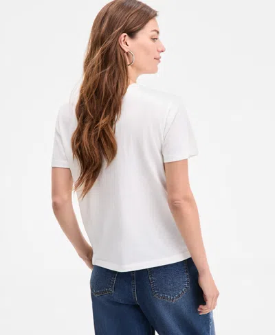 On 34th Women's Superbe Embellished Crewneck Tee, Exclusively At Macy's In White