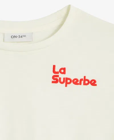On 34th Women's Superbe Embellished Crewneck Tee, Exclusively At Macy's In White