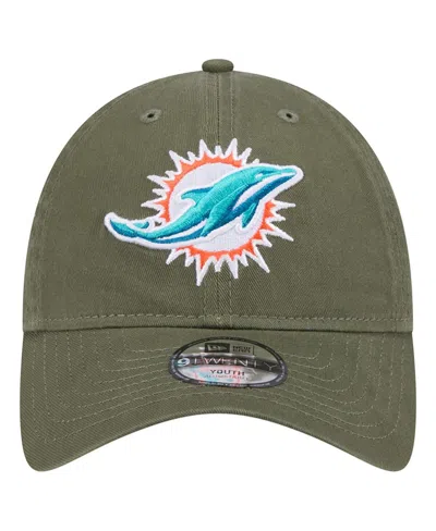 New Era Big Boys And Girls Olive Miami Dolphins Main 9twenty Adjustable Hat In Green