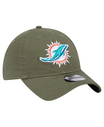 New Era Big Boys And Girls Olive Miami Dolphins Main 9twenty Adjustable Hat In Green