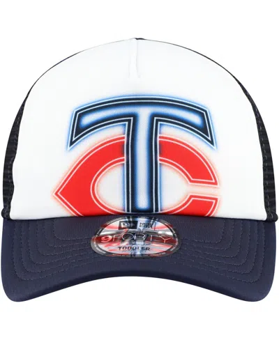 New Era Toddler White/navy Minnesota Twins Painted A-frame 9forty Trucker Adjustable Hat In Black