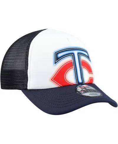 New Era Toddler White/navy Minnesota Twins Painted A-frame 9forty Trucker Adjustable Hat In Black
