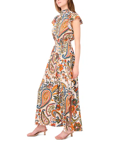 Msk Women's Mock-neck Wide-leg Jumpsuit In Multi