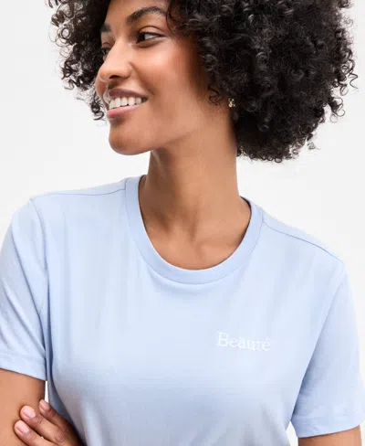 On 34th Women's Beaute Embellished Crewneck Tee, Exclusively At Macy's In Blue