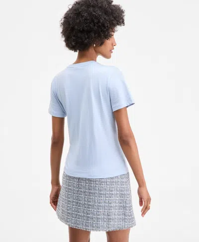 On 34th Women's Beaute Embellished Crewneck Tee, Exclusively At Macy's In Blue