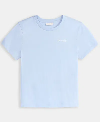On 34th Women's Beaute Embellished Crewneck Tee, Exclusively At Macy's In Blue