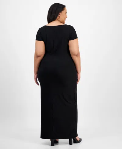 Derek Heart Trendy Plus Size V-neck Bodycon Maxi Dress