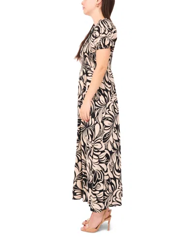 Msk Petite Square-neck Short-sleeve Maxi Dress