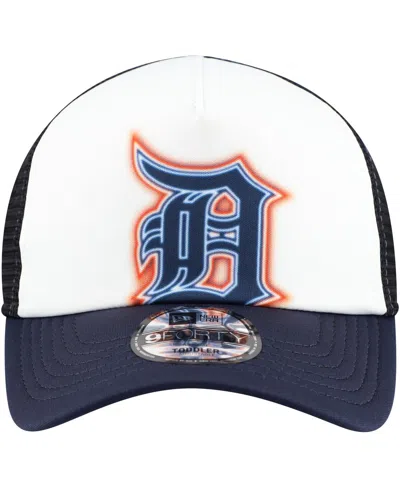New Era Toddler White/navy Detroit Tigers Painted A-frame 9forty Trucker Adjustable Hat In Black