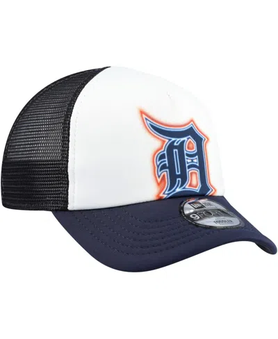 New Era Toddler White/navy Detroit Tigers Painted A-frame 9forty Trucker Adjustable Hat In Black