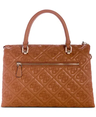 Guess Adelasia Multi Compartment Small Satchel In Brown