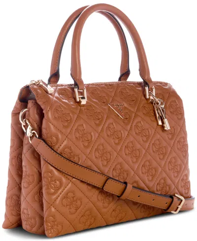 Guess Adelasia Multi Compartment Small Satchel In Brown
