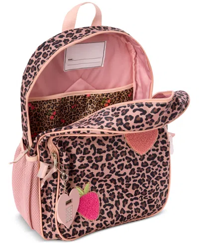 Inmocean Big Girls Cheetah And Patch Backpack, Keychain & Lunch Bag Set