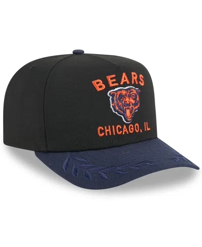 New Era Big Boys And Girls Black/navy Chicago Bears 2025 Nfl Draft A-frame 9fifty Snapback Hat In Black
