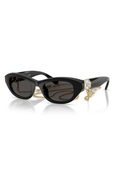 Swarovski 50mm Small Pillow Sunglasses With Chain