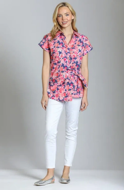Apny Floral Side Tie Cotton Button-up Shirt
