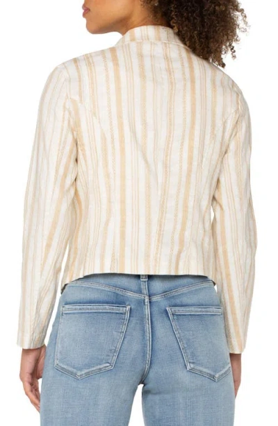 Liverpool Los Angeles Stripe Fitted Open Front Linen Blend Blazer