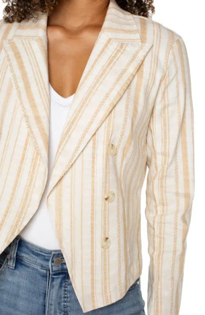 Liverpool Los Angeles Stripe Fitted Open Front Linen Blend Blazer
