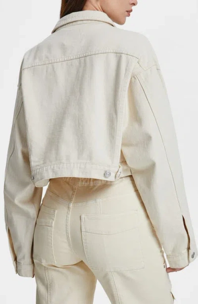 Bayeas Crop Denim Trucker Jacket In Neutral