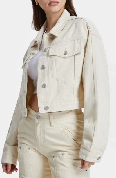 Bayeas Crop Denim Trucker Jacket In Neutral