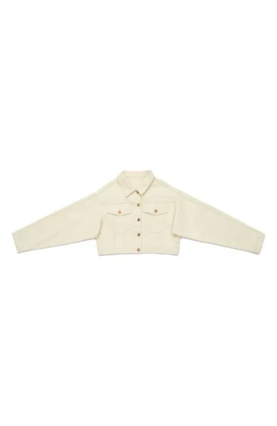 Bayeas Crop Denim Trucker Jacket In Neutral