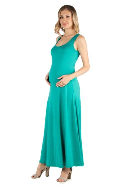 24seven Comfort Apparel Maternity Slim Fit A-line Sleeveless Maxi Dress