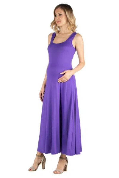 24seven Comfort Apparel Maternity Slim Fit A-line Sleeveless Maxi Dress