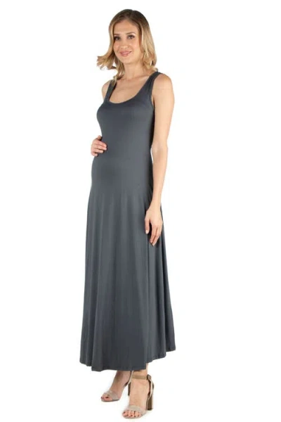 24seven Comfort Apparel Maternity Slim Fit A-line Sleeveless Maxi Dress