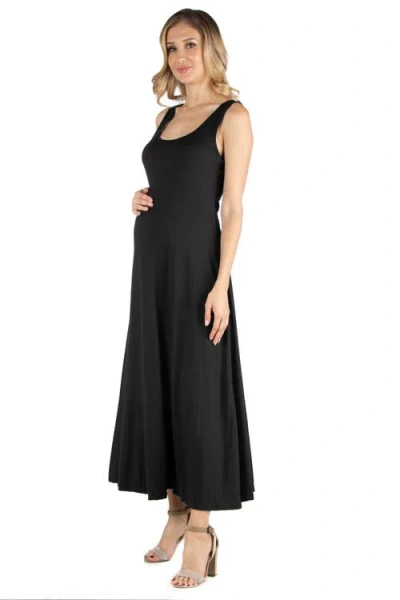 24seven Comfort Apparel Maternity Slim Fit A-line Sleeveless Maxi Dress