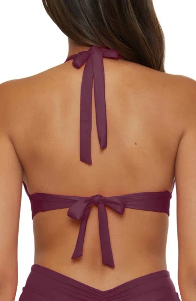Becca Shirred V-wire Halter Bikini Top In Purple