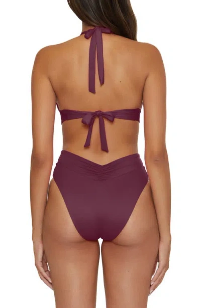 Becca Shirred V-wire Halter Bikini Top In Purple