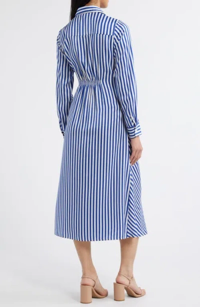 Zoe And Claire Stripe Wrap Waist Long Sleeve Midi Shirtdress