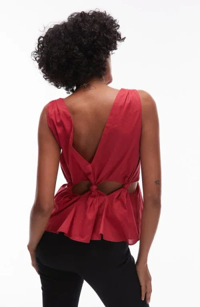 Topshop Cotton Voile Sleeveless Knot Waist Top