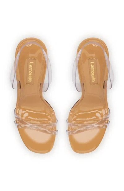 Larroude Larroudé Annie Sandal In Tan Leather And Vinyl