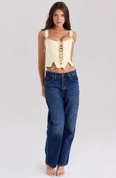 House Of Cb Callie Reversible Stretch Pima Cotton Corset Top In Neutral