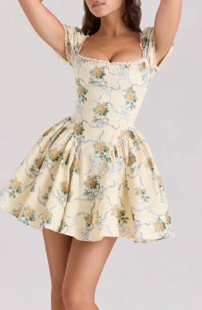 House Of Cb Rosie Puff Sleeve Stretch Cotton Mini Sundress