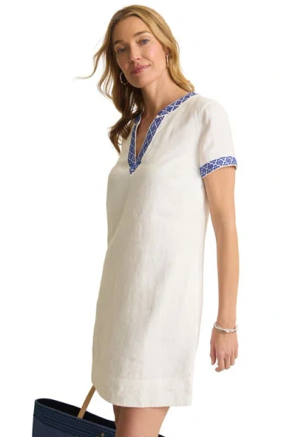 Tommy Bahama Two Palms Embroidered Detail Shift Minidress In White