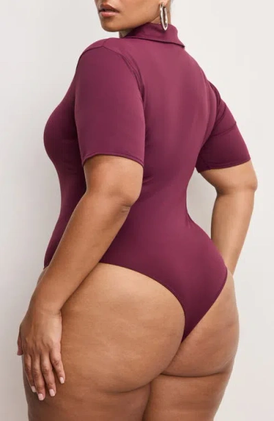 Good American Zip-up Scuba Bodysuit In Burgundy