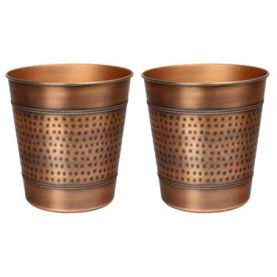 Happimess Riley Modern Classic Hammered Steel Accent 2 Gal Waste Bin In Brown