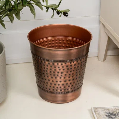 Happimess Riley Modern Classic Hammered Steel Accent 2 Gal Waste Bin In Brown