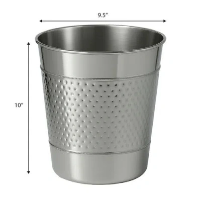 Happimess Riley Modern Classic Hammered Steel Accent 2 Gal Waste Bin In Metallic