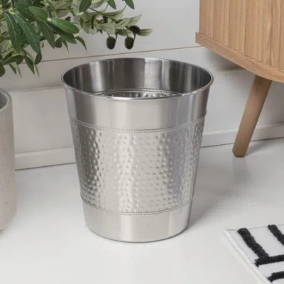Happimess Riley Modern Classic Hammered Steel Accent 2 Gal Waste Bin In Metallic